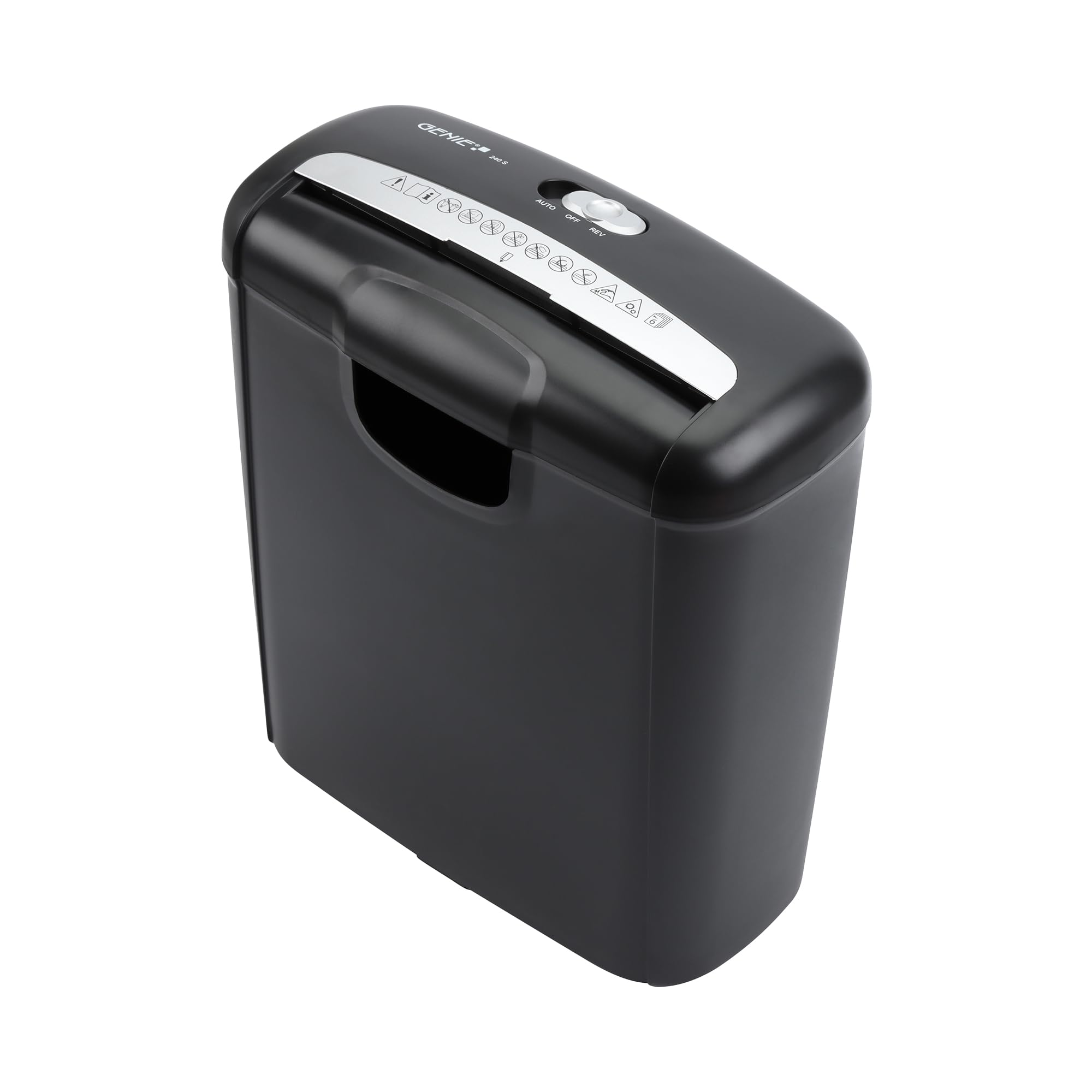Genie - Professional document shredder 240S security level P2 incl. 10 litre trash can | Paper shredder for credit cards and documents | Paper shredder | Paper shredder, cut to 6 sheets
