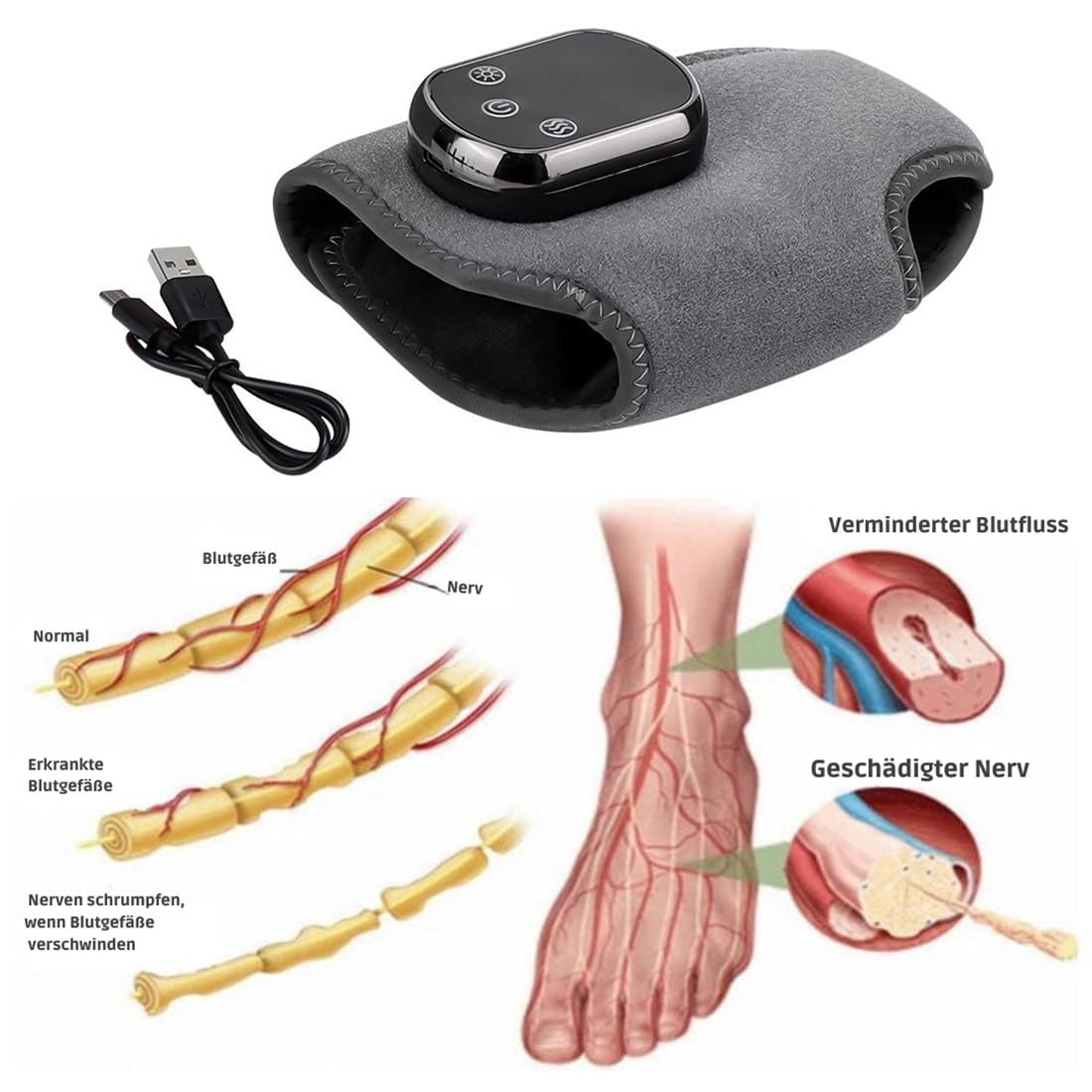 SootheStep 3-in-1 Fuß-Massagegerät für Herren und Damen – Tiefenwärme, Vibrations- und Kompressionstherapie gegen Plantarfasziitis & Neuropathie | Kabellos & Tragbar für Zuhause, Büro & Reisen