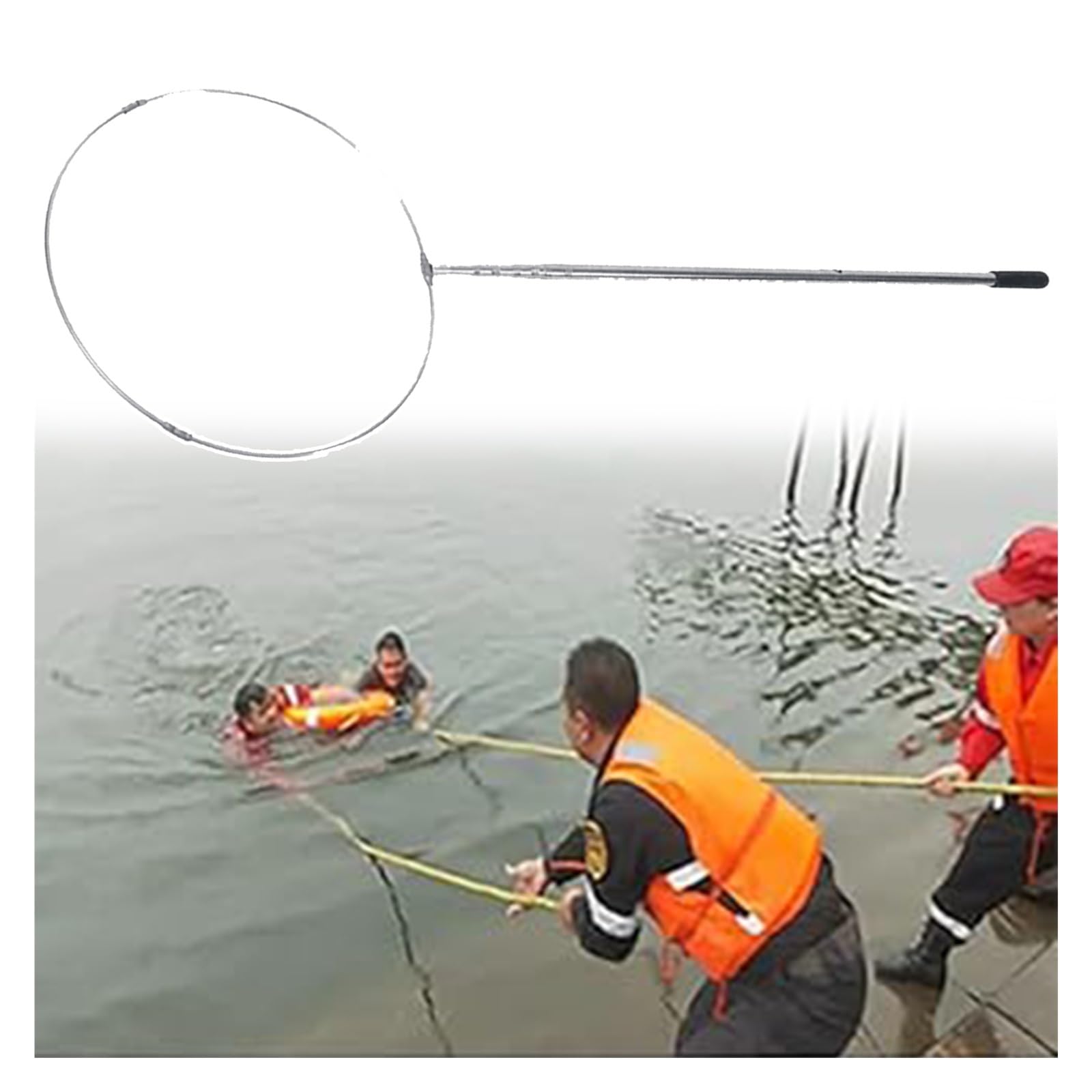 Equipo salvavidas de emergencia con barra de acero inoxidable extensible para piscina