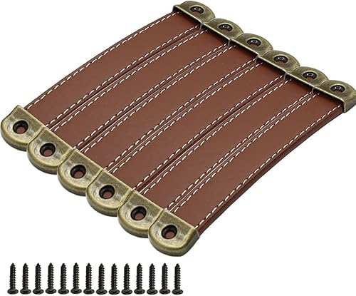 Miniatura 10 de Tiradores de cuero para cajones con hoja de hierro, capacidad de carga mejorada, 6 unidades, tiradores de caja de madera, caja de regalo, tiradores