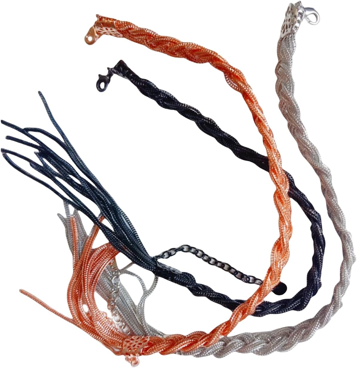 Handcrafted Twisted Rope Bracelet,925 Silver Dreadlock Braid Anklet with Fringe Unique Fashion Jewelry Gift‌