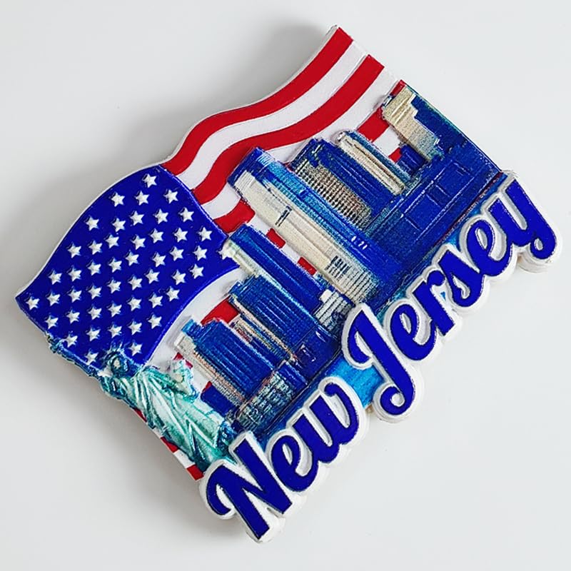 Imán decorativo para refrigerador New Jersey USA 3D miniatura 2