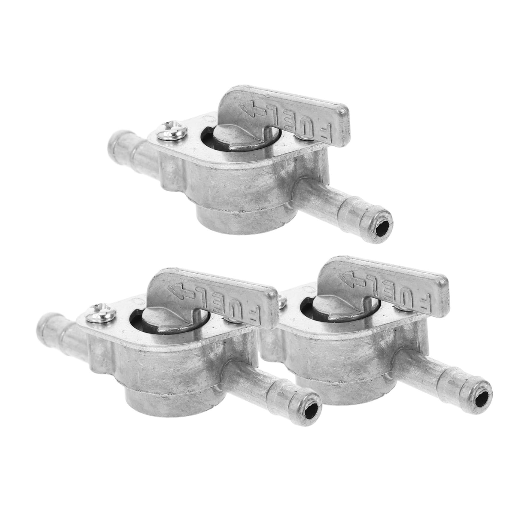 Interruttore Rubinetto Benzina 3 Pezzi Metallo Argento Resistente Corrosione Moto Quad Go Kart