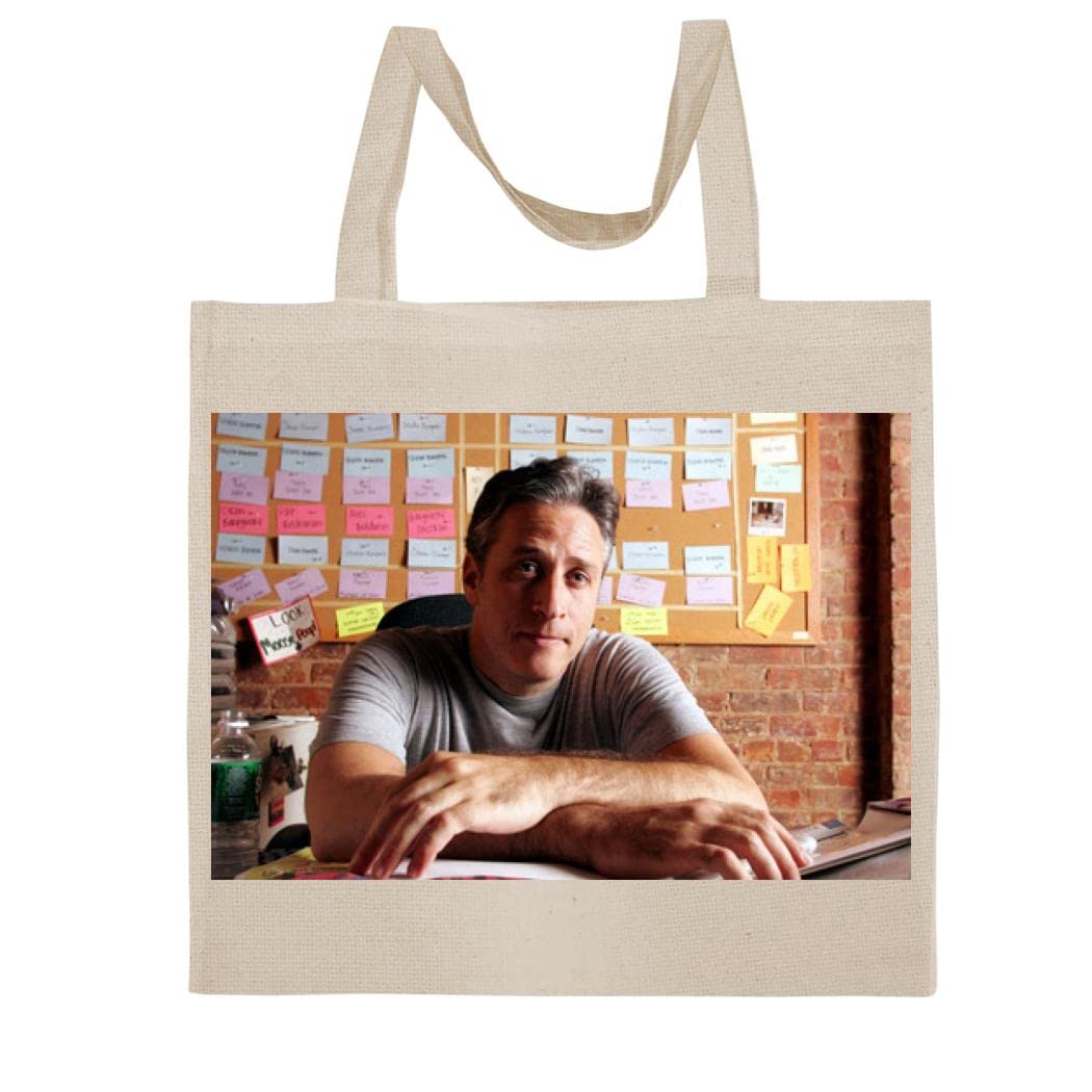FC Carino Jon Stewart - A Nice Graphic Cotton Canvas Tote Bag FCA #FCAG537946, Natural, 15X16