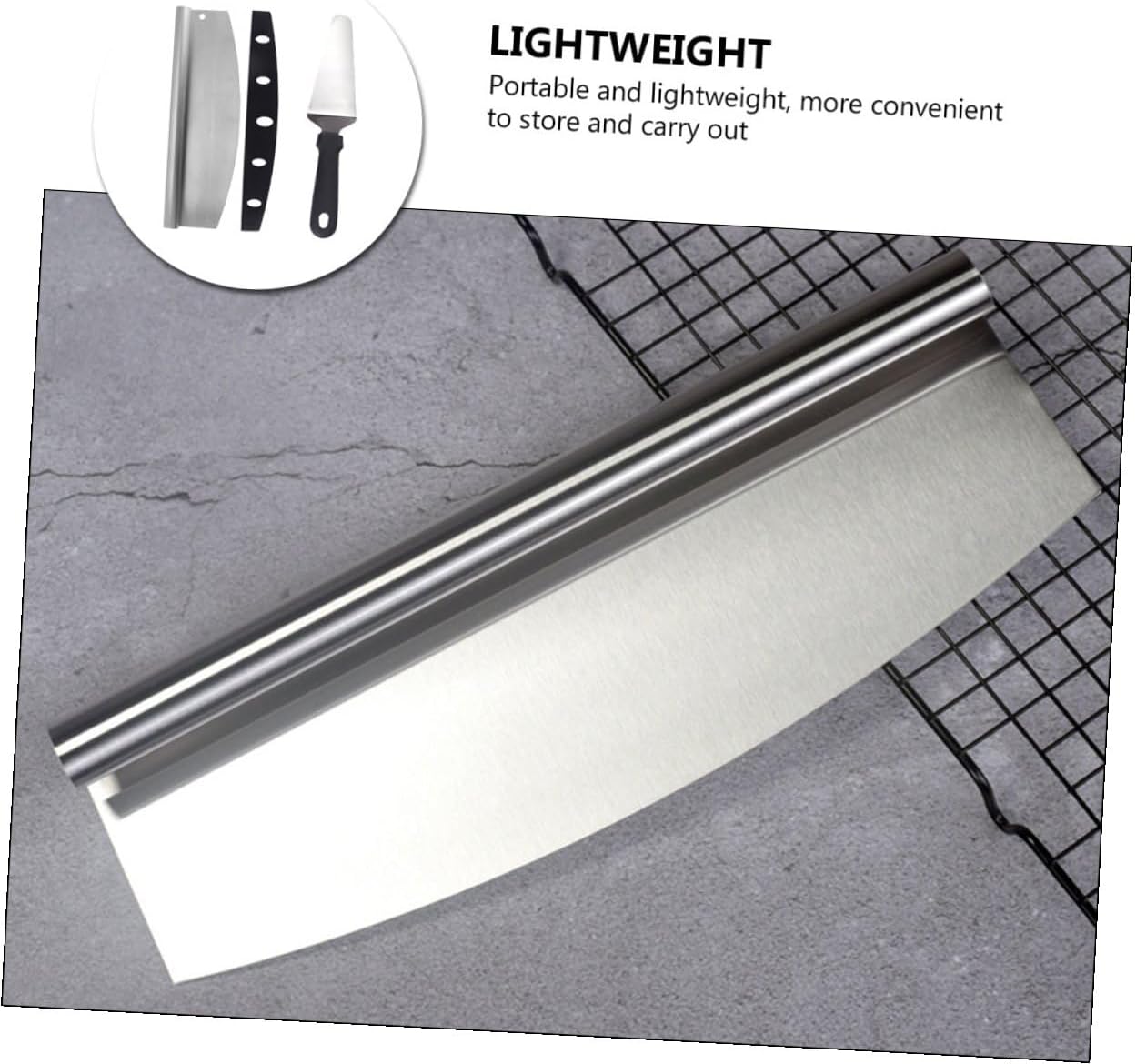 Stainless Steel Pizza Cutter and Spatula Set, Multipurpose Semi-circular Blade with Pp Handle, 2pcs Kitchen Gadget for Baking and Pizza Serving