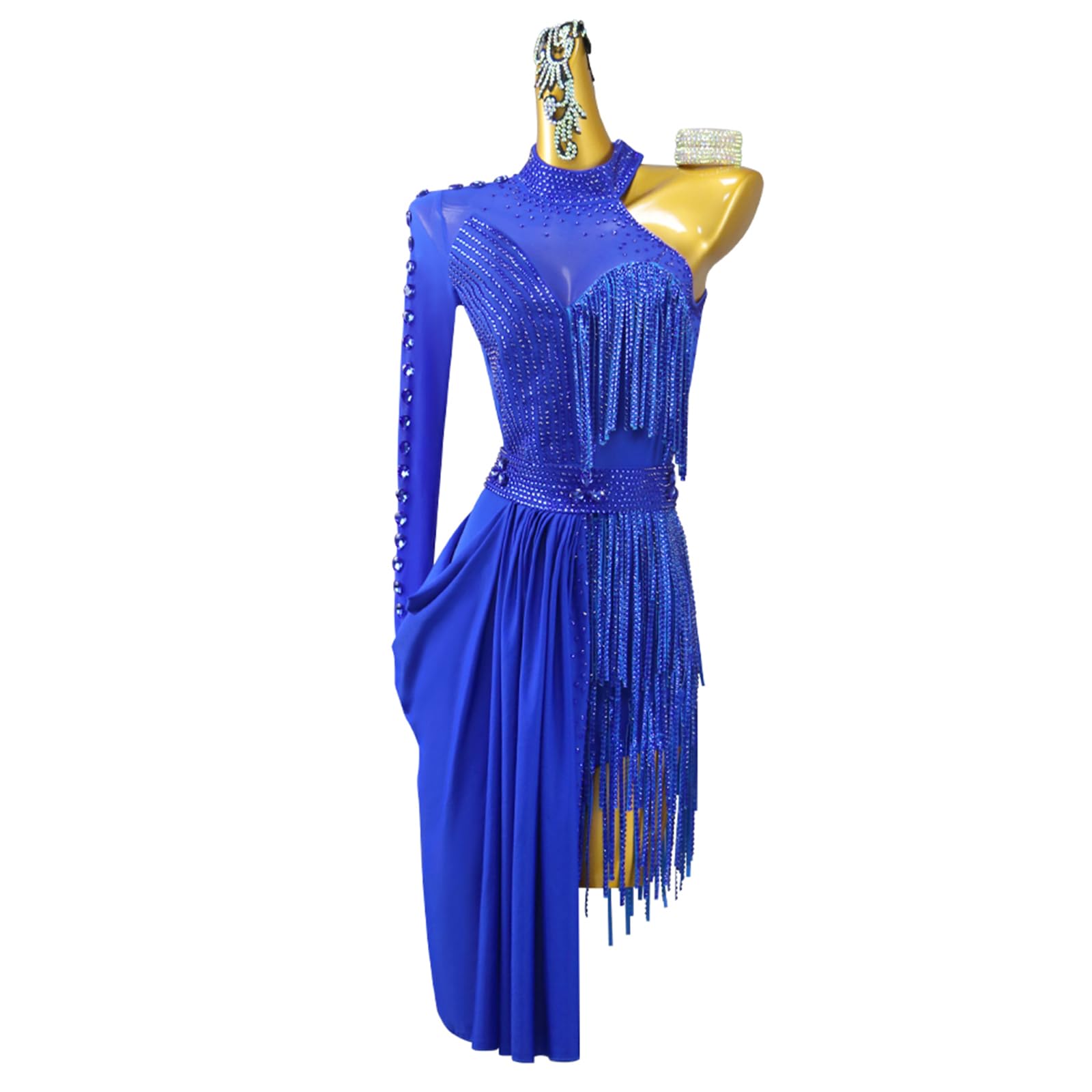 Damen Tanzkleid Ärmellos Tanzanzug Mesh Ballettkleid Glitzer Ballett Trikotanzug Mit Asymmetrisch Rock Latein Kleid Tanzkleidung