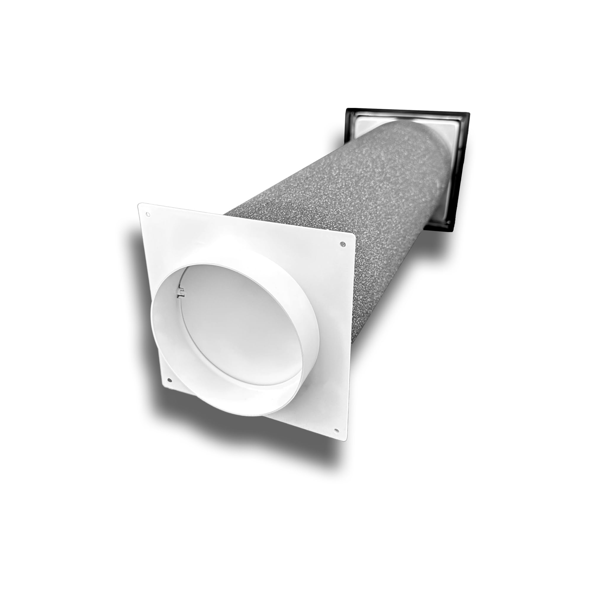 Rejilla de ventilación de acero inoxidable, sistema de válvula antirretorno de 150 cm de diámetro, con tubo aislante (sonido y calor)