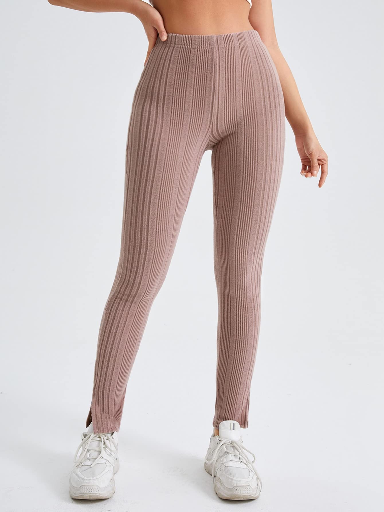 【GOOD GRIEF!】Knit Leggings Pants Amazon.com: DANCOLOR Split Hem Rib-Knit Leggings Soft Tummy