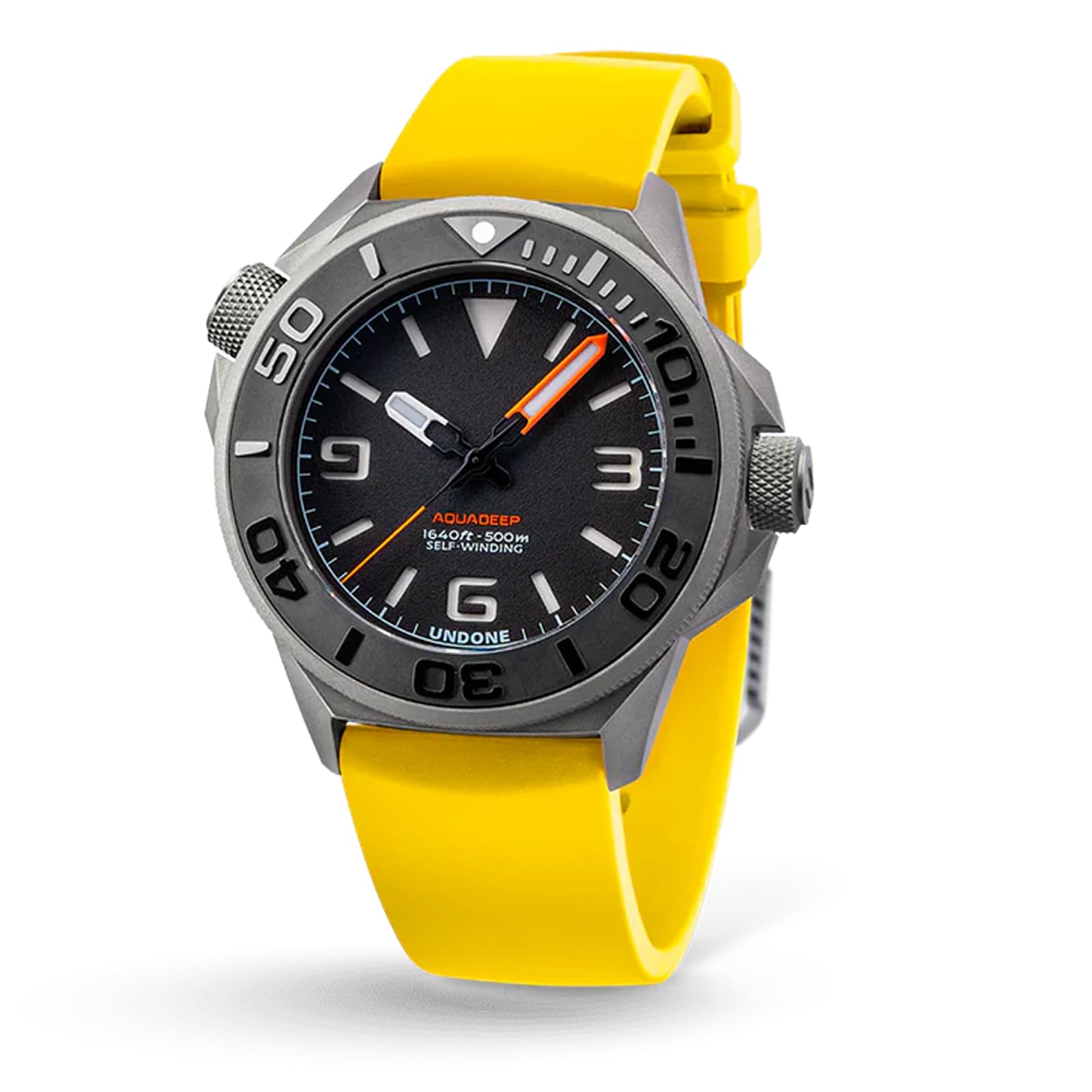 UNDONE Aquadeep Automatic Dive Watch for Men 43mm 500M Water Resistance Wristwatch Diver for Men with Rubber Strap