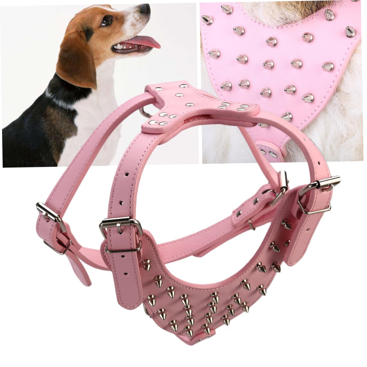 Pettorina per Cani Spike in Pu Rosa per Pitbull Terrier