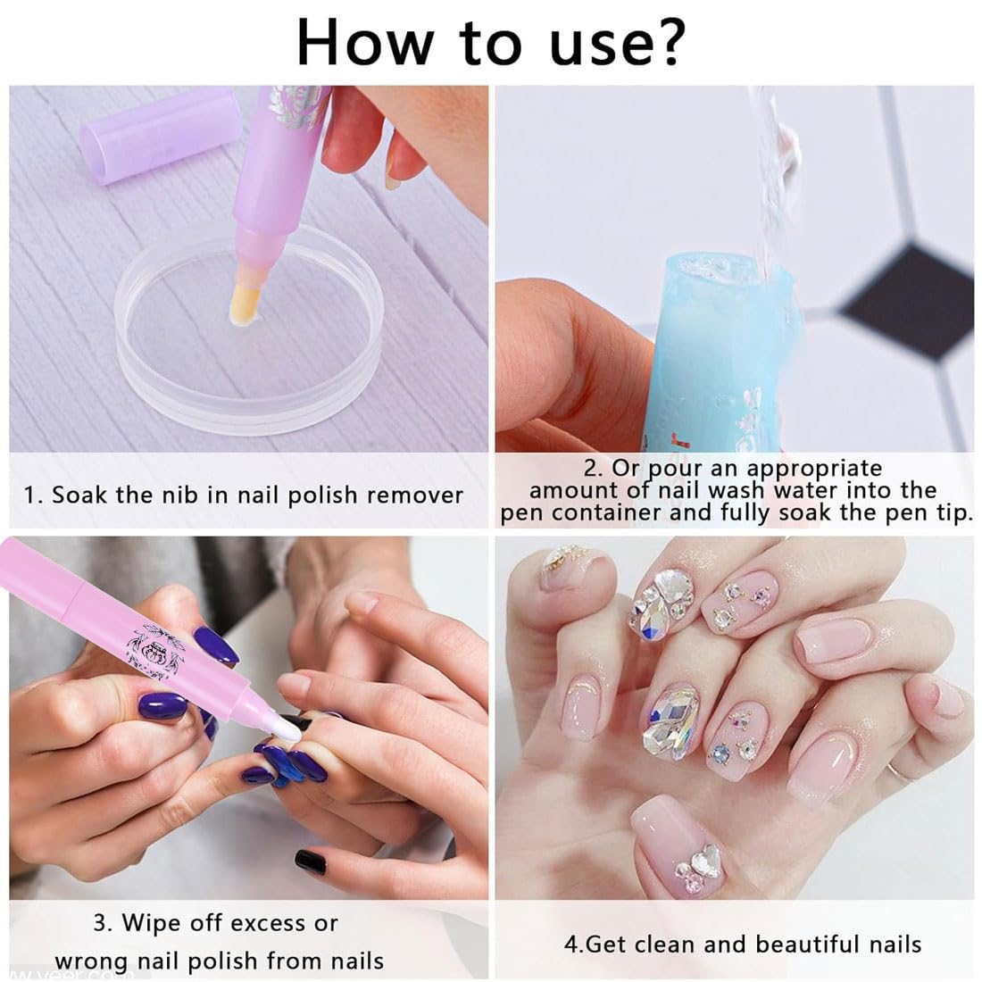 Bolígrafos correctores de Esmalte de uñas Azul Rosa Morado