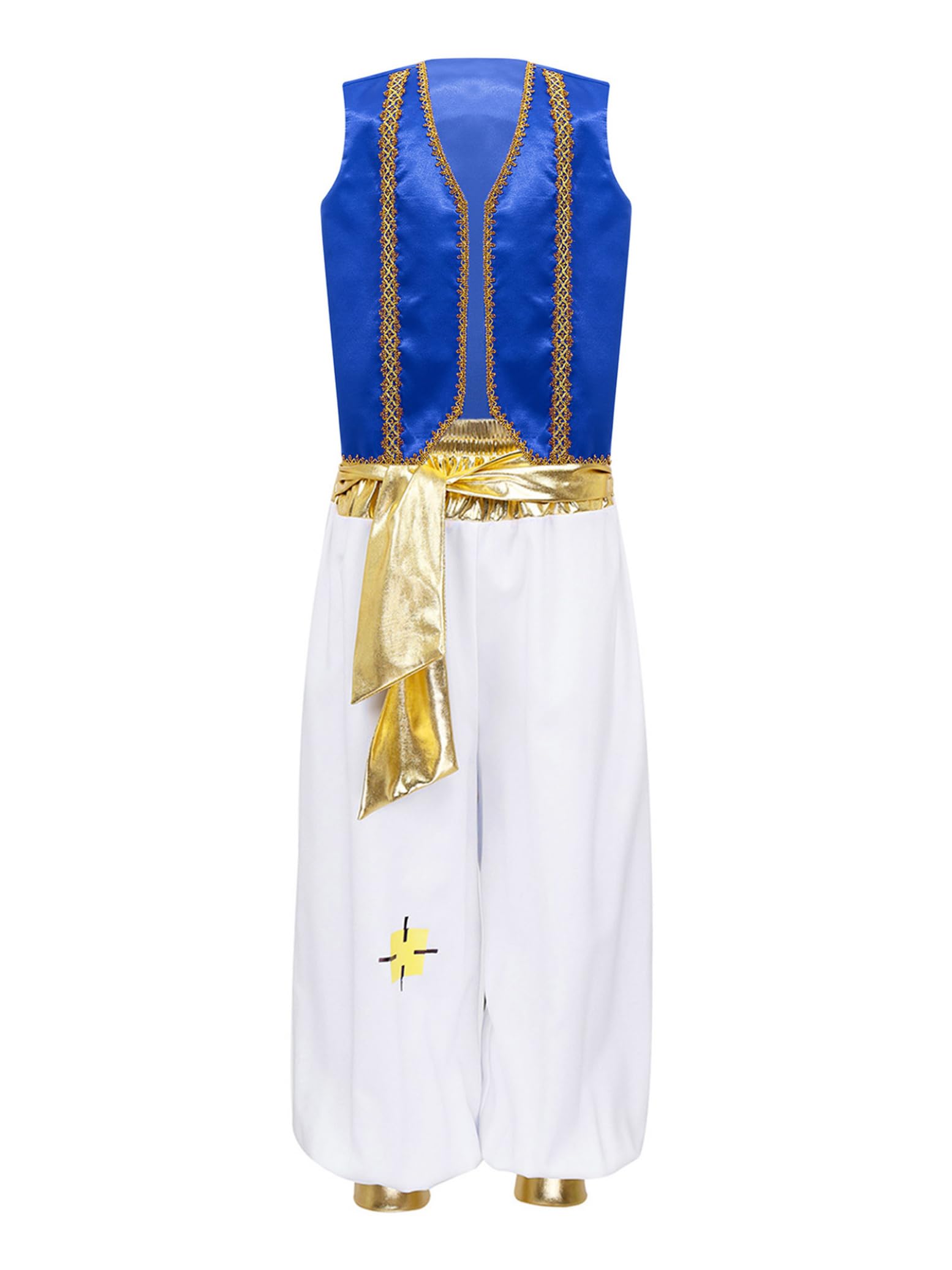 Yihuimin Arabian Prince Street Dance Suits for Boys Silky Waistcoat with Harem Pants Royal Blue 7-8 Years