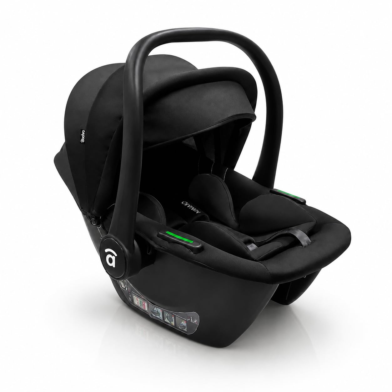 Silla de auto recién nacido (Grupo 0+) i-Size a contramarcha | Homologada ECE R129, reposacabezas 8 posiciones, reductor incluido, capota extensible, ultraligera 2,80 kg | Mimmo Negra Asalvo