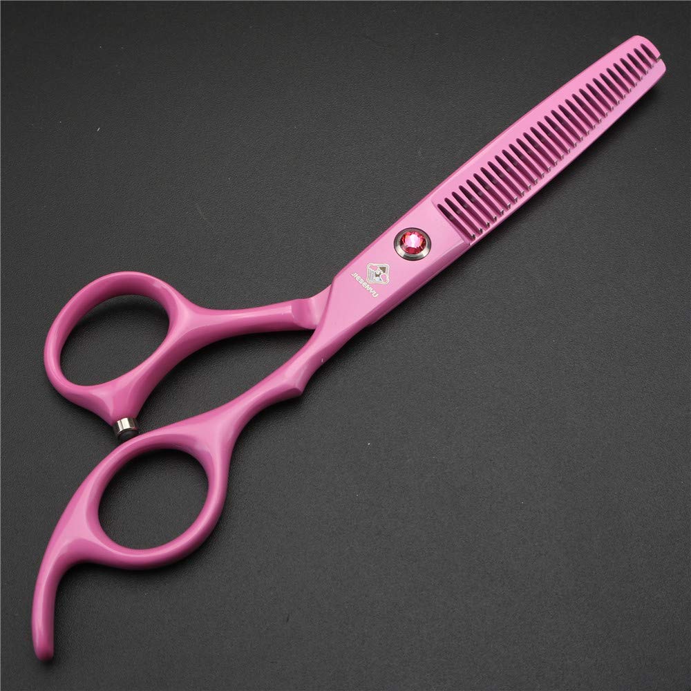 JIESENYU Tijeras de peluquería profesional de alta gama de 6 pulgadas, acero 440C, color rosa (juego de 3)