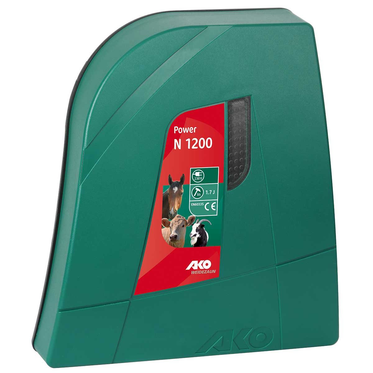AKO Power N 1200, Weidezaungerät Classic, 230 V Netzgerät, Input 1.70 J, max. Spannung 12.500 V, für Zäune bis 10 km, 5 Jahre Garantie, Made in Germany