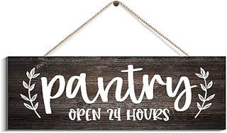 Wooden Sign Room Decorations Pantry Open 24 Hours Kitchen Wood Sign For Home,Front Door,Porch,Office,Coffee Shop Decor 16 X 4 Inch