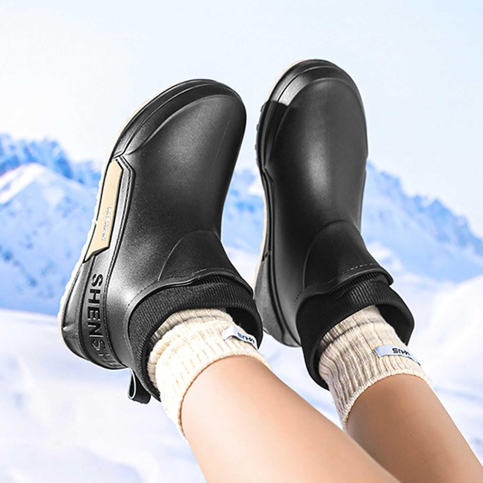 Generisch Stivali Invernali Donna,Moda Pioggia Scarpe Elegante Breve Caviglia Slip Stivali In Gomma Versatile Coppia di Scarpe All'aperto Con Solido