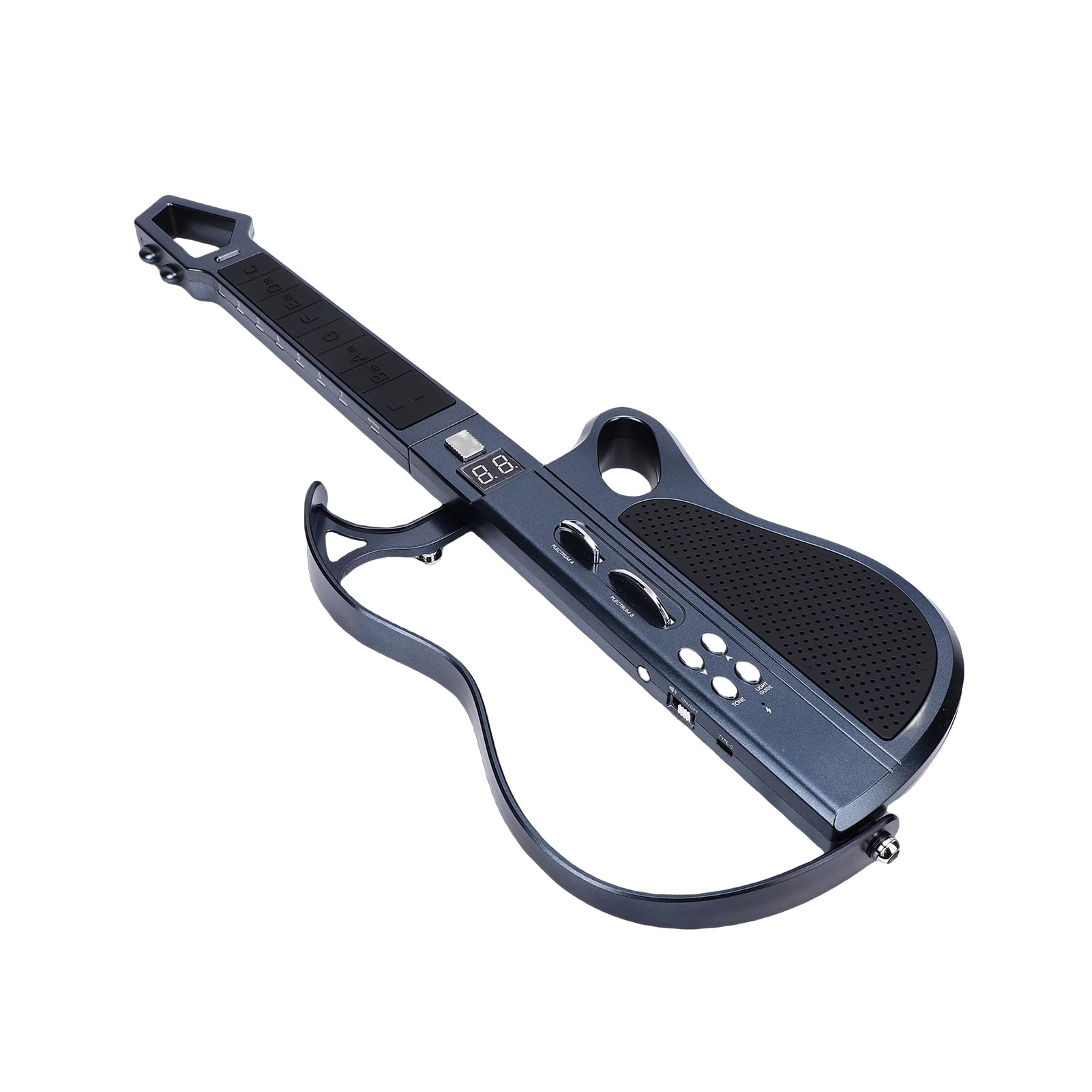 Tissting Chitarra Elettrica Giocattolo Per Bambini Pieghevole Senza Corde - 7 Suoni, Batteria Ricaricabile, 4 Ritmi, Cinturino Incluso Per Musica In Famiglia E All'Aperto (Black)