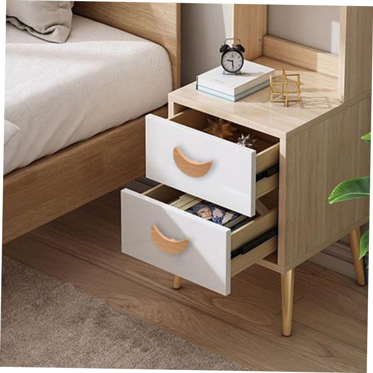 4 Pack Cartoon Design Wooden Drawer Knobs Dresser Pulls Handles for Household Cabinets