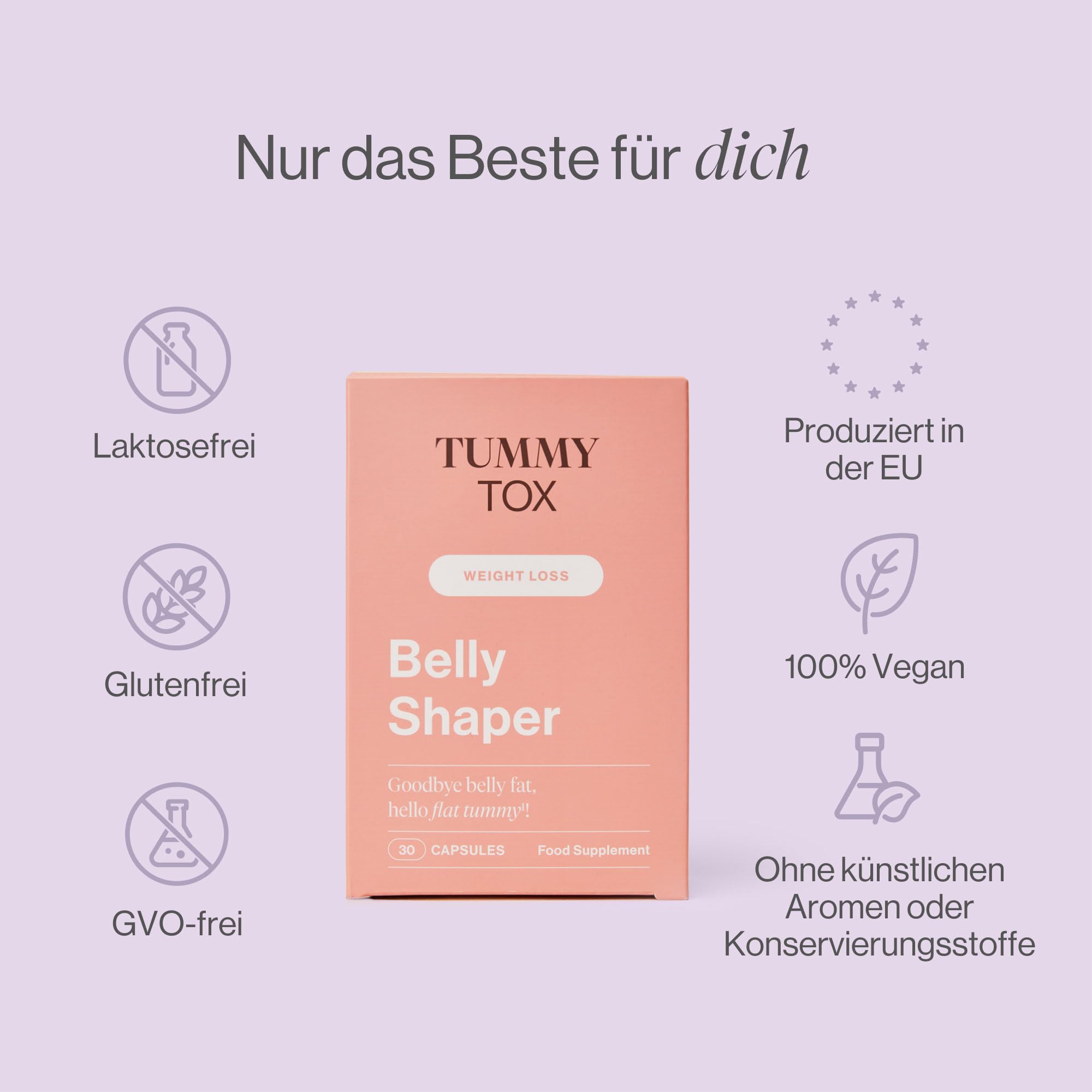 Belly Shaper - Grüntee, Cayennepfeffer, Morosil, Vitamin C, Vitamin B6-90 Kapseln für 90 Tage - Mit Kostenlosem E-Book-Guide - TummyTox
