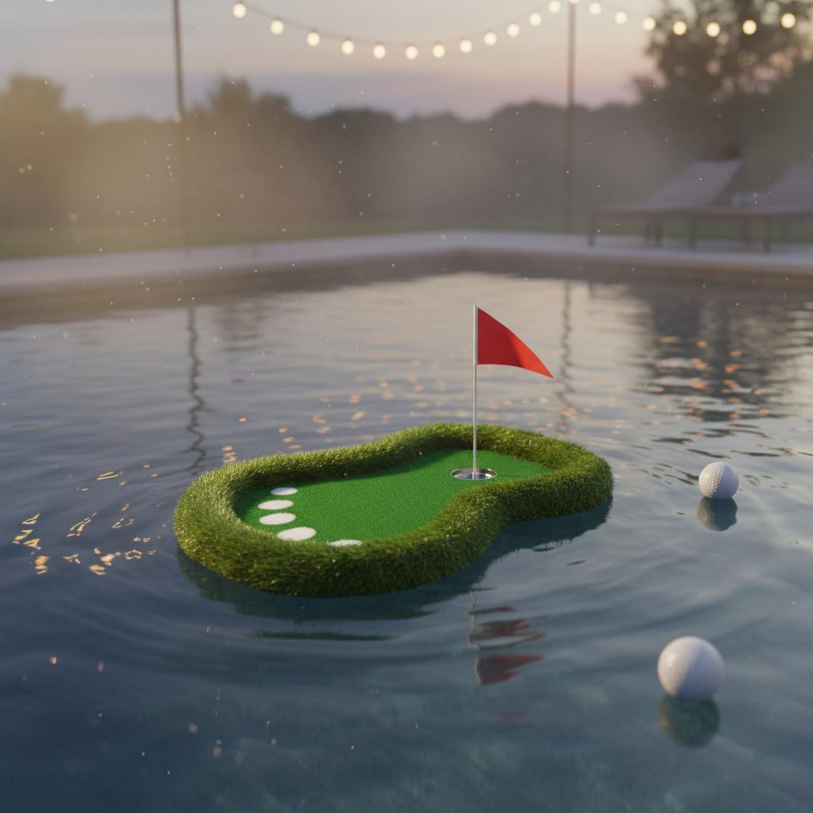 Flotante Set de Putting Acuático Alfombra Flotante Tapete de Práctica de Putt con Superficie Tipo Hierba de Material Césped, Rojo, Style to 2