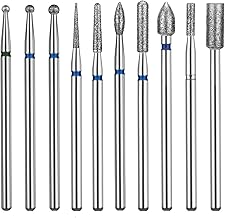 GeekerChip Manicure Drill Bit, 10 Pieces Drill Bits for Manicure Lathe, Professional Nail Drill Bits, Manicure Accessory for Removing Gel, Acrylic, Cuticle