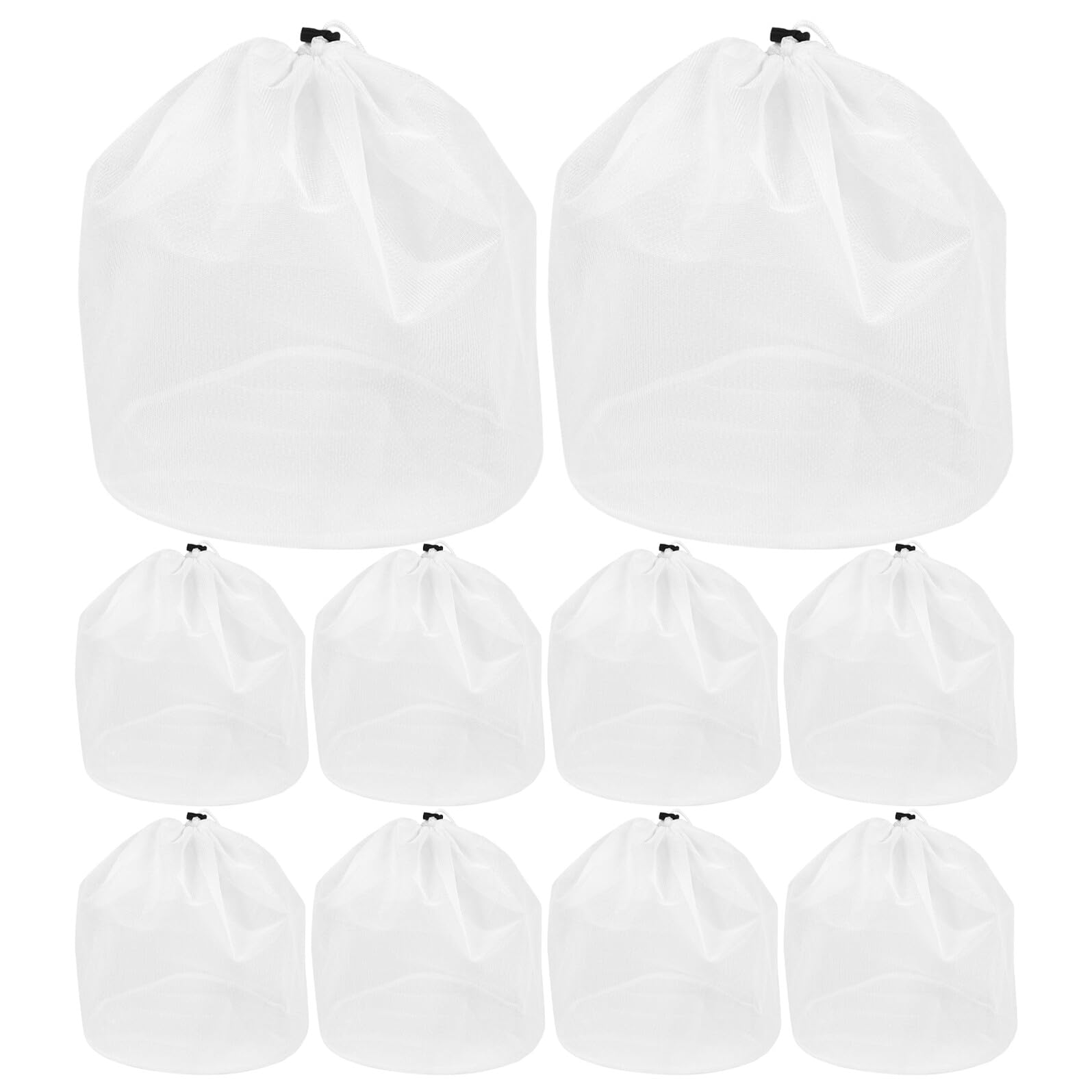 TOPBATHY 10 Stück Weißer Bh Waschbeutel aus Polyester mit Kordelzug Maschinenwaschbares Wäschenetz für Empfindliche Textilien und Socken für Reisen und Handwäsche