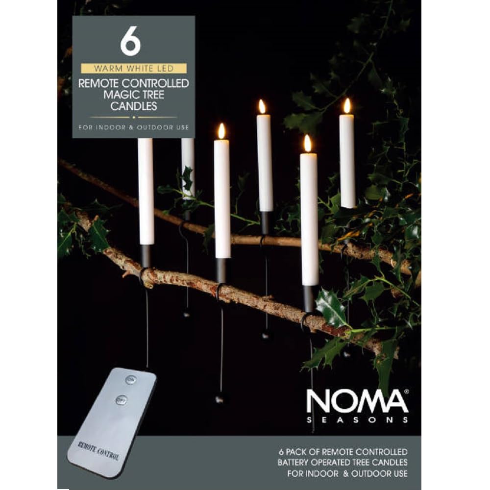 Noma Remote Control Magic Candles with Black Metal Holders (Set of 6)