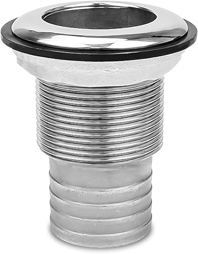 HZSIFU Barbed Short Straight Thru-Hull Fitting with Nut & Custom Gasket for Boat RSV Yacht, Marine Stainless Steel 316 Through Hull Connecter Hose