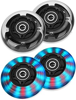 Luminous Inline Skate Wheels - 64 mm 72 mm 76 mm 80 mm LED Inline Skate Wheels with Ball Bearings ABEC-9 - LED Inline Skate Wheels | 80a Inline Skate Wheels for K2 Hudora Gonex Apollo Inline Skates
