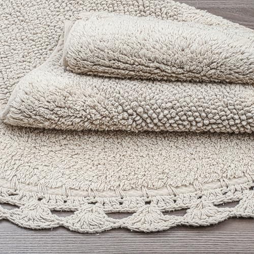 Savi Home Half Circle Bohemian Bathroom Rug with Handwoven Chrochet