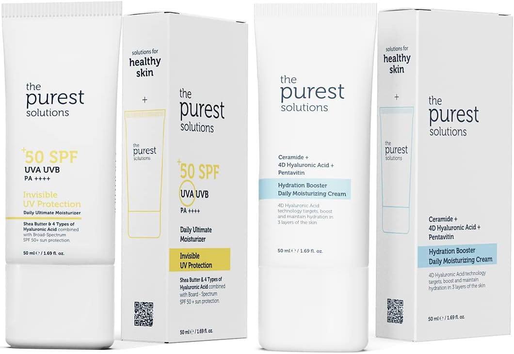 The Purest Solutions Ultimate Skincare Set with Daily Intensive Moisturizers (SPF 50+) – Ceramide for Anti-Stress and Anti-Aging Benefits for Skin that Need Moisture – Vegan | Cruelty Free