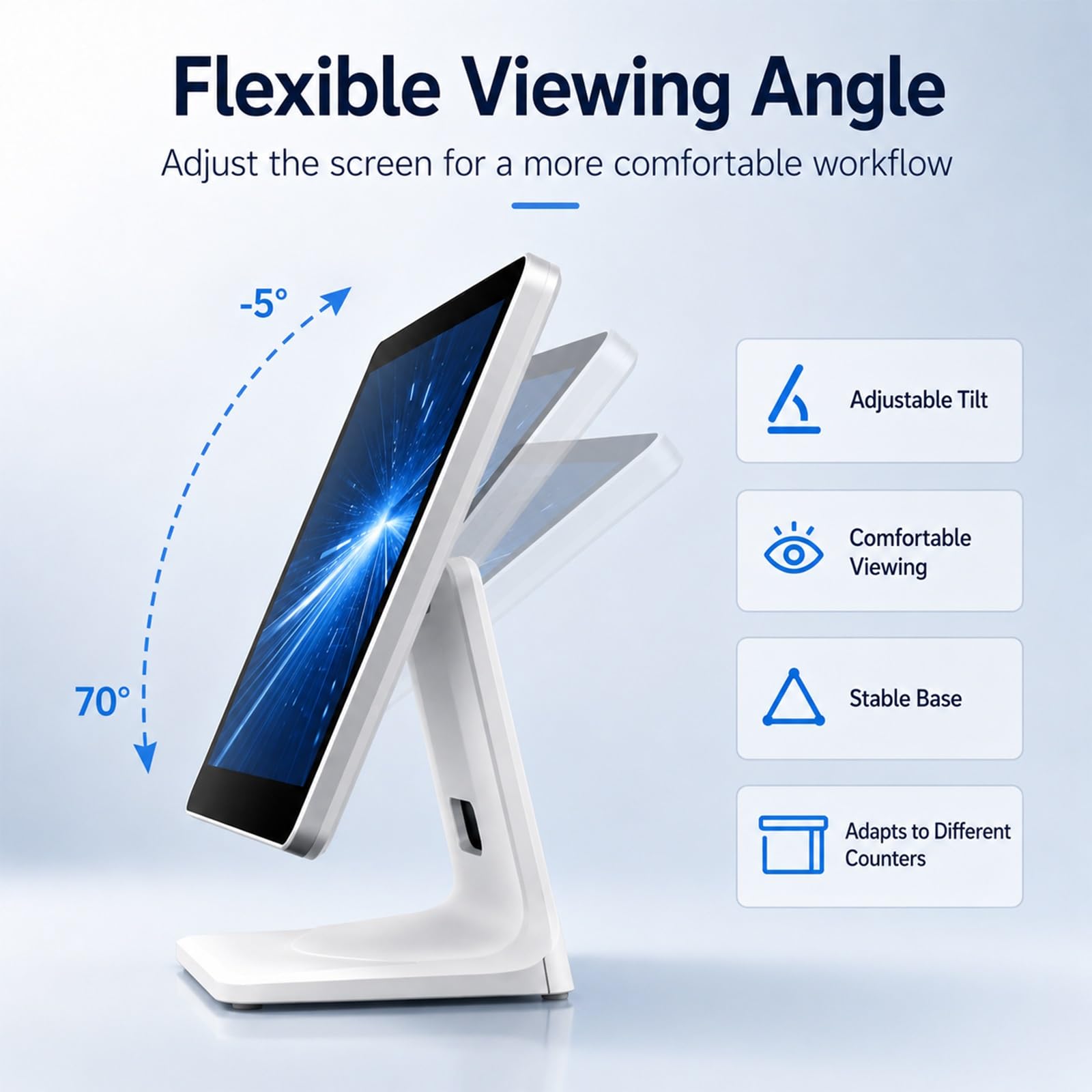 Registratore di Cassa Intelligente for Negozi, Terminale POS | Controlla Stock, 15.6" Touch, 64GB SSD, Raffreddamento, Supporto Inclinabile, per Panetterie