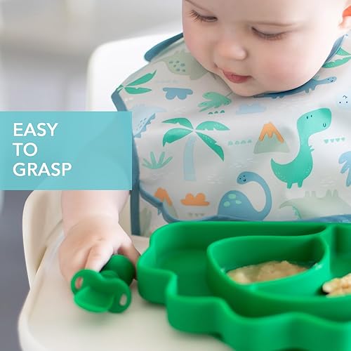 Vista 138 de Bumkins Juego de utensilios para bebé, cucharas de silicona para sumergir, autoalimentación, destete LED para bebés, aprendizaje de entrenador, A1