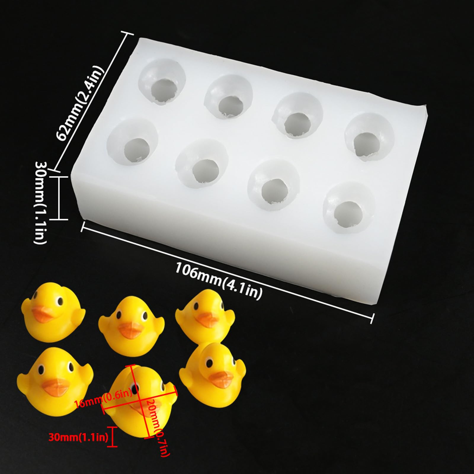 Xidmold 8-Cavity Mini Duck Fondant Mold Chocolate Candy Mold 3D Duck Silicone Mold for Epoxy Resin, Soap, Bath Bomb, Polymer Clay, Crayon Melt, DIY Crafts