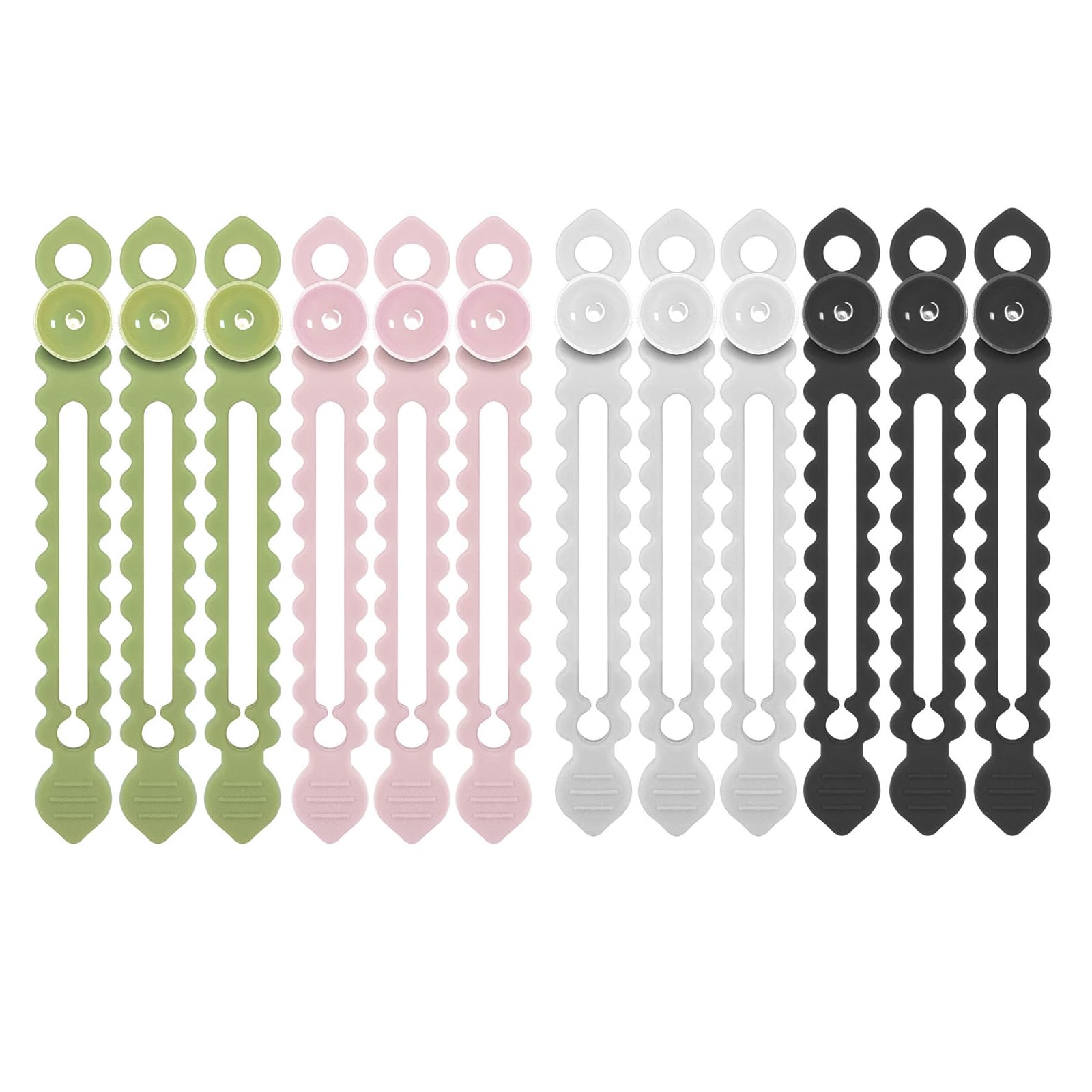 Pffiocix 4 Colors 12 1 Set Silicone Cord Winder Wall Mount Suction Cup Cable Ties Cable Organization And Storage Multipurpose Management Solution