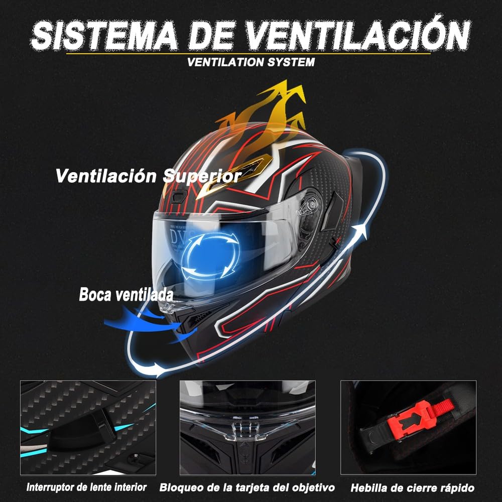 Bluetooth Cascos Modulares de Moto, Casco Abatible ECE Homologado, Casco Modular Integrado con Visera Solar Doble Antivaho y Forro Extraíble,Casco Cola Grande para Hombres Mujeres