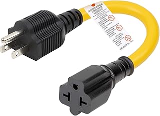 [4-in-1] 12AWG 15 Amp Household AC Plug to 20 Amp T Blade Adapter Cable,5-15P to 5-20R,5-15P to 6-15R,5-15P to 6-20R, 4 in 1 AC Adapter,15A 125V to 20A 250V 15A 125V to 20A 250V Adapter Cable, 1FT