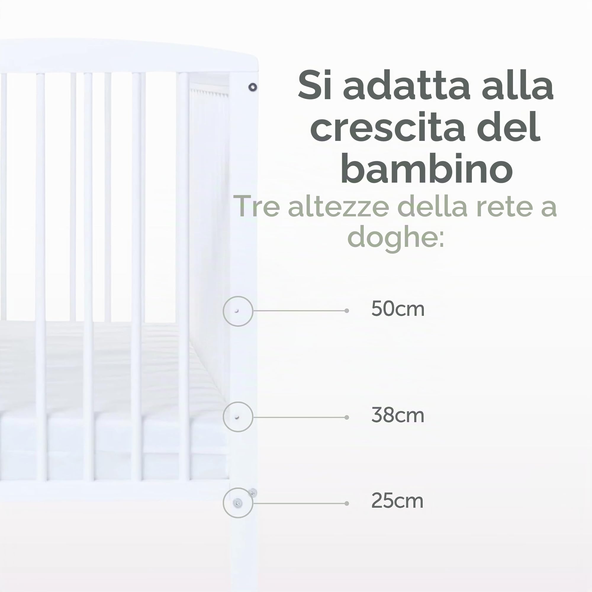 Starlight Culla di Baby Elegance | Lettino in legno bianco con altezze regolabili, barre per dentizione resistenti e design compatto | Letto per neonati ideale per piccoli spazi | Materasso venduto
