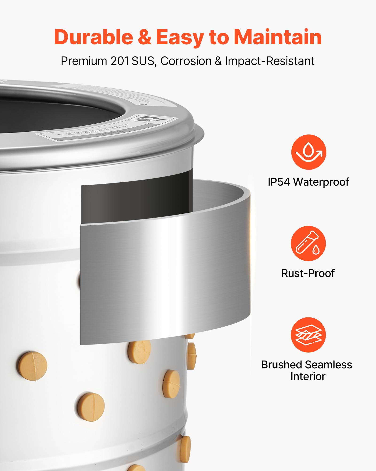 VEVOR Chicken Plucker Machine, 19.7 in Drum, 750W & 275RPM Electric Chicken Plucking Machine with 98 Soft Fingers & Transport Wheels, Stainless Steel Feather Remover for Processing 2 Chicks Once - 5