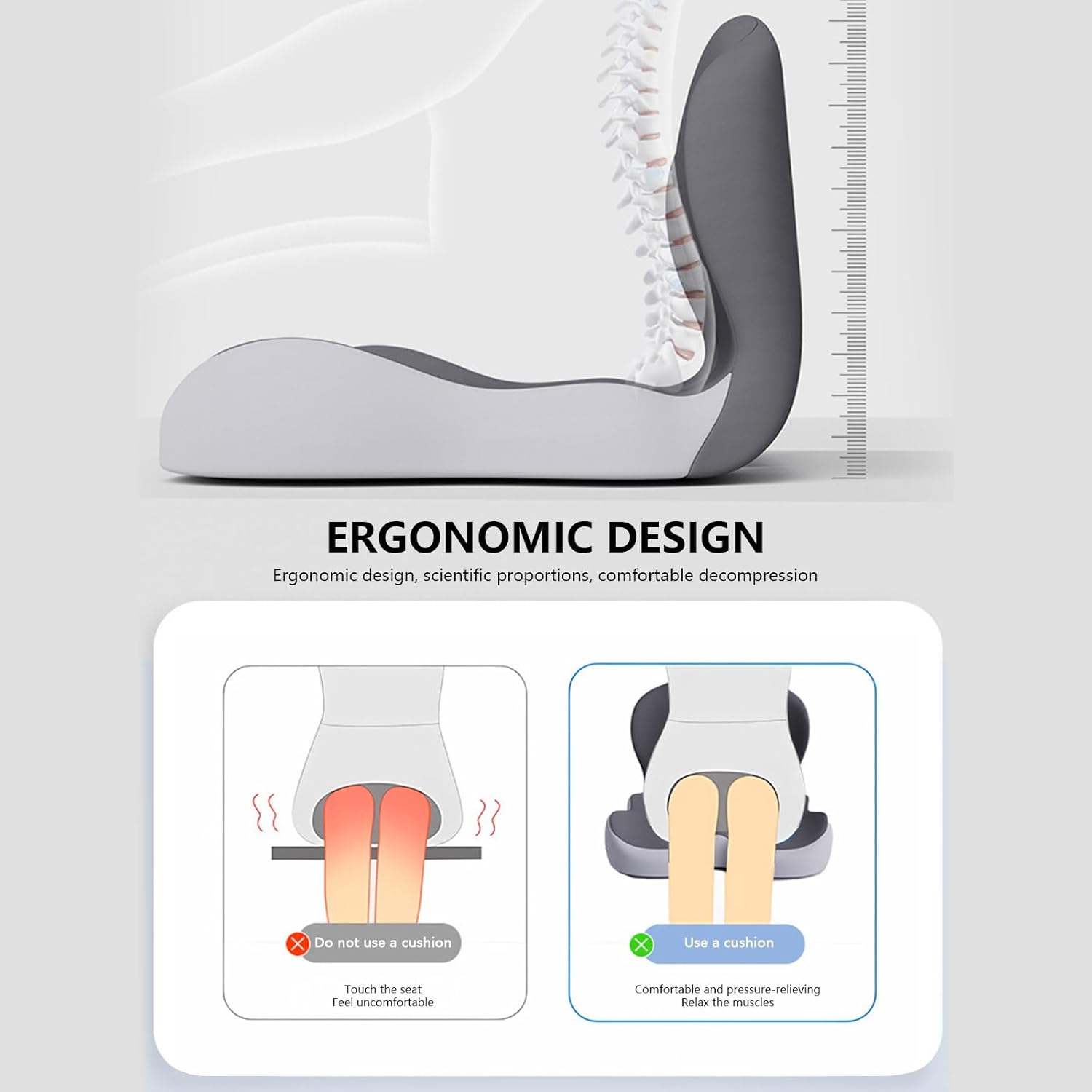 Ventilated Lumbar Pillow Set Base for Desk Chair Sofa, Correction & Pressure Relief Ergonomic Chair Pillow with Lumbar