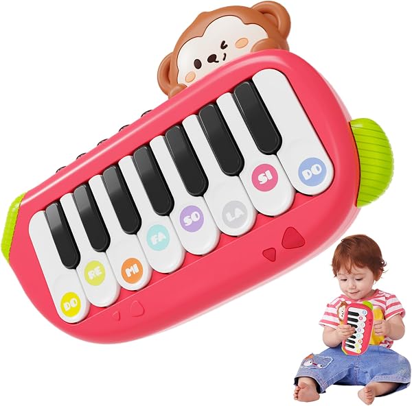 Piano portatile – Keyboard per bambini Monkey Toy, strumento per l'apprendimento musicale, da viaggio Pocket Piano Educational Design Interactive Sound Development | Girls Preschool Asilo Home Music - 1