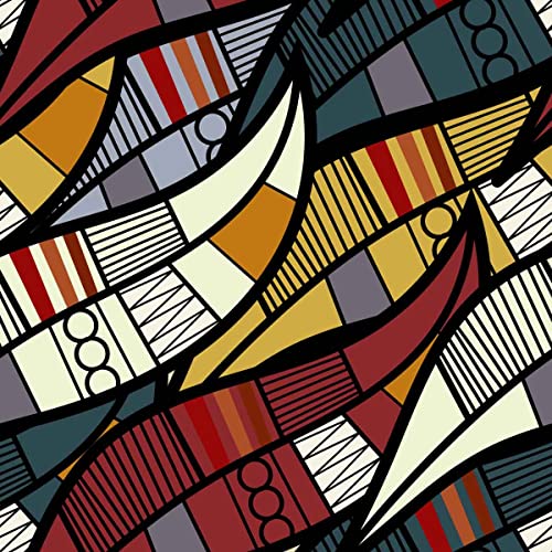 Tela de tapicería africana para sillas, sofá, tela geométrica abstracta tradicional al aire libre por The Yard, tela de rayas tribales para tapicería y proyectos de bricolaje en el hogar, 2 yardas (1