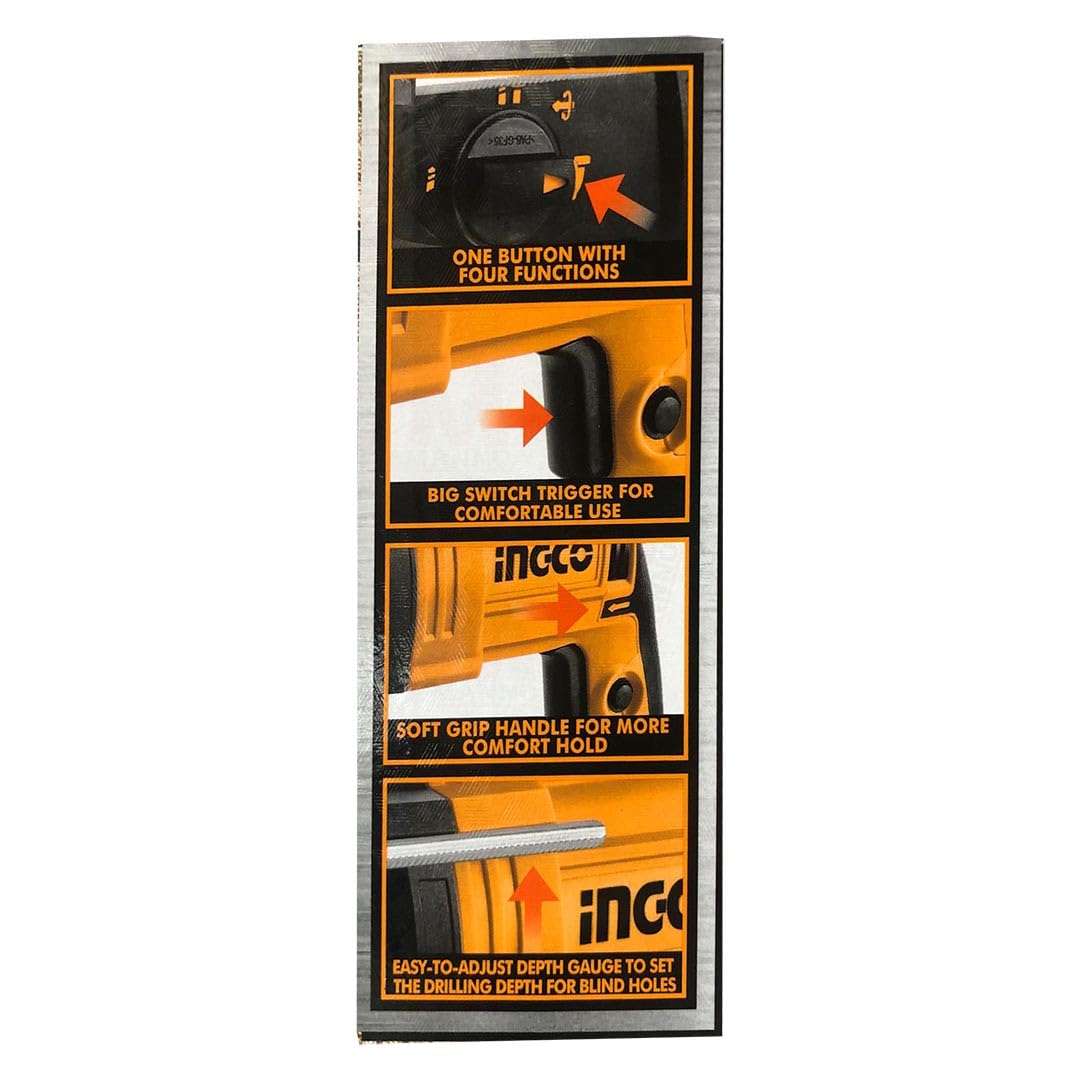 Ingco Rgh9528-2 Trapano Tassellatore 950 W Martello Demolitore Sds Plus Scalpellatore Professionale Doppio Mandrino In valigetta