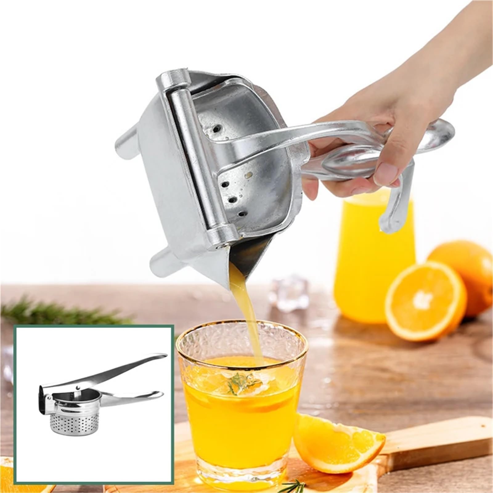 Manuelle Zitruspresse, Handorangenpresse, Zitronenfruchtpresse, Pressmaschine, Edelstahl, Kartoffelstampfer und Reispresse, manuelle Entsafter(S)