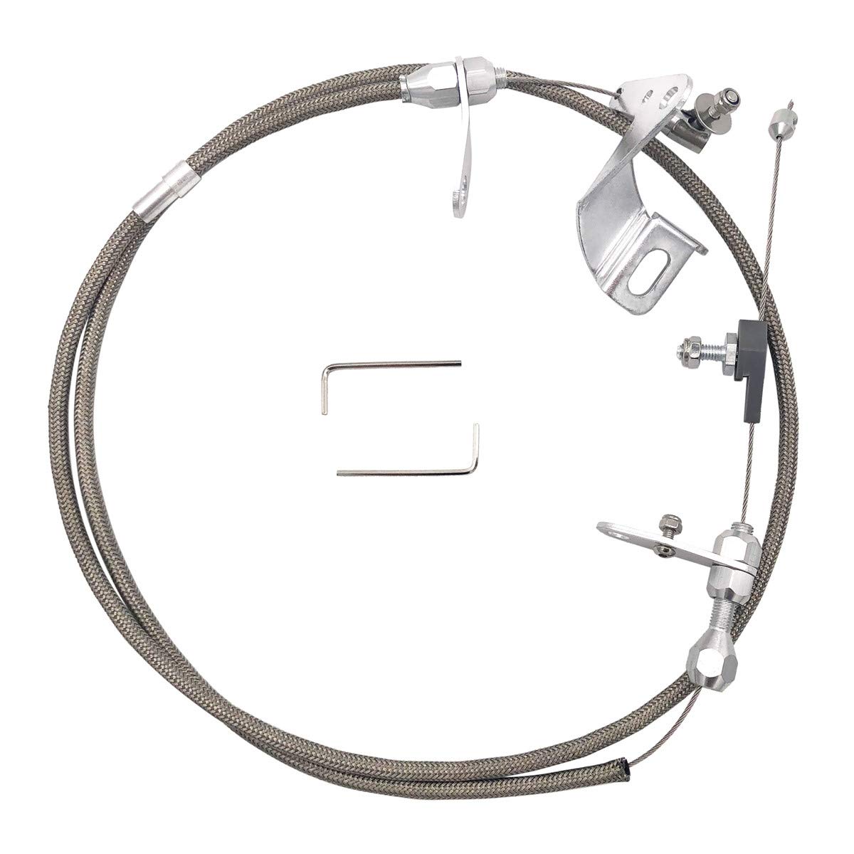 spartshome Transmission Kickdown Cable Kit,Stainless Braided Kick Down Cable Replacement for Chrysler 727