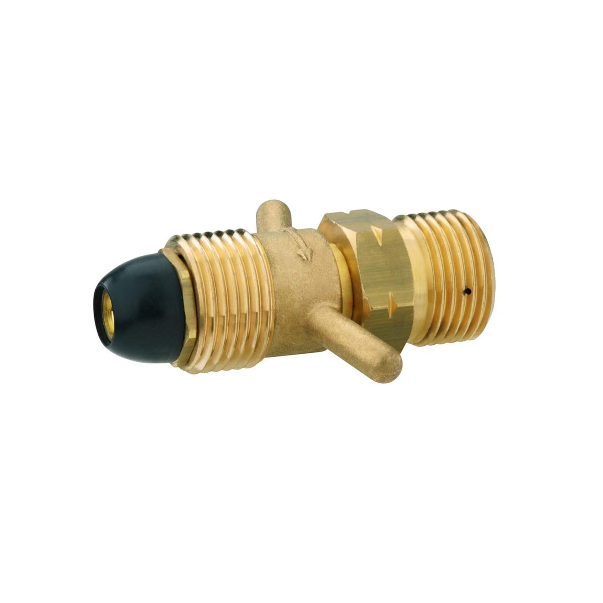 GOK Gasadapter Skandinavien, Euro Übergangsstück für Gasflasche, aus Messing, Gasflaschen-Adapter AG KLF (G.12) x AG POL weich mit Flügelschraube (G.10)