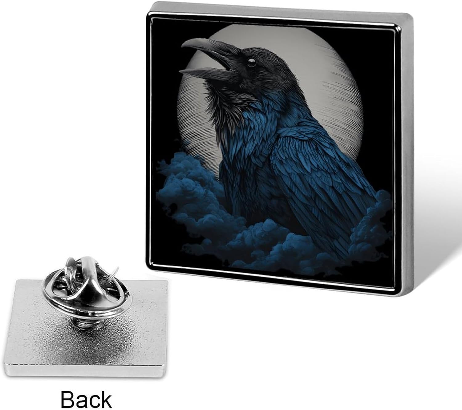 Raven with Moon Funny Metal Badge 1″ Stylish Brooch Pin image 3