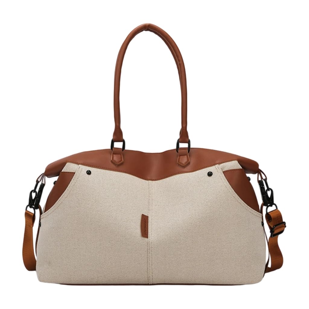 Bolsa de deporte, bolsa de viaje, bolsa de equipaje de gran capacidad, bolsa de entrenamiento de lona, bolsa de noche, bolsa de fin de semana, bolsa de deporte, bolsa de hospital, Brown, 29x14x43cm