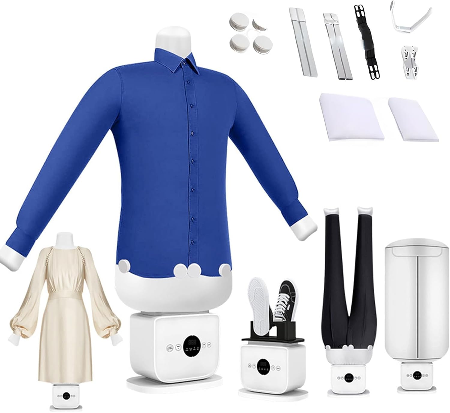 Hands-Free Automatic Ironing Machine,1400W Touch Type Humanoid Steam Shirt Iron with Time & Temperature Adjustable,8 Min Quick Drying/Ironing Machine,Built-In Aromatherapy Tank,for Shirts,Pants,Shoes